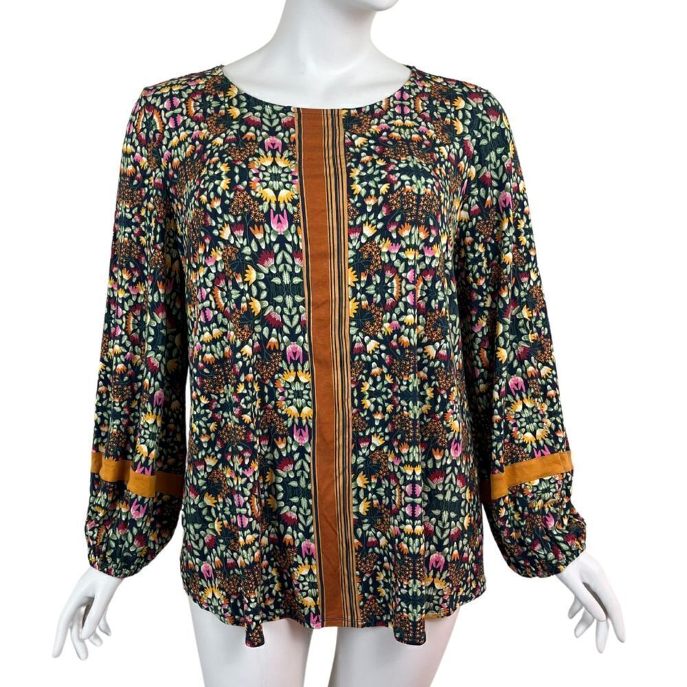 Matilda Jane Womens Size XXL Green Floral Balloon Sleeve Pullover Blouse NEW Top